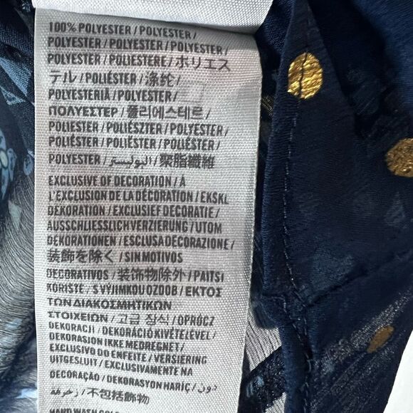 Hollister Boho Peasant Blouse Chiffon 3/4 Sleeve blue Size Small - Picture 15 of 16